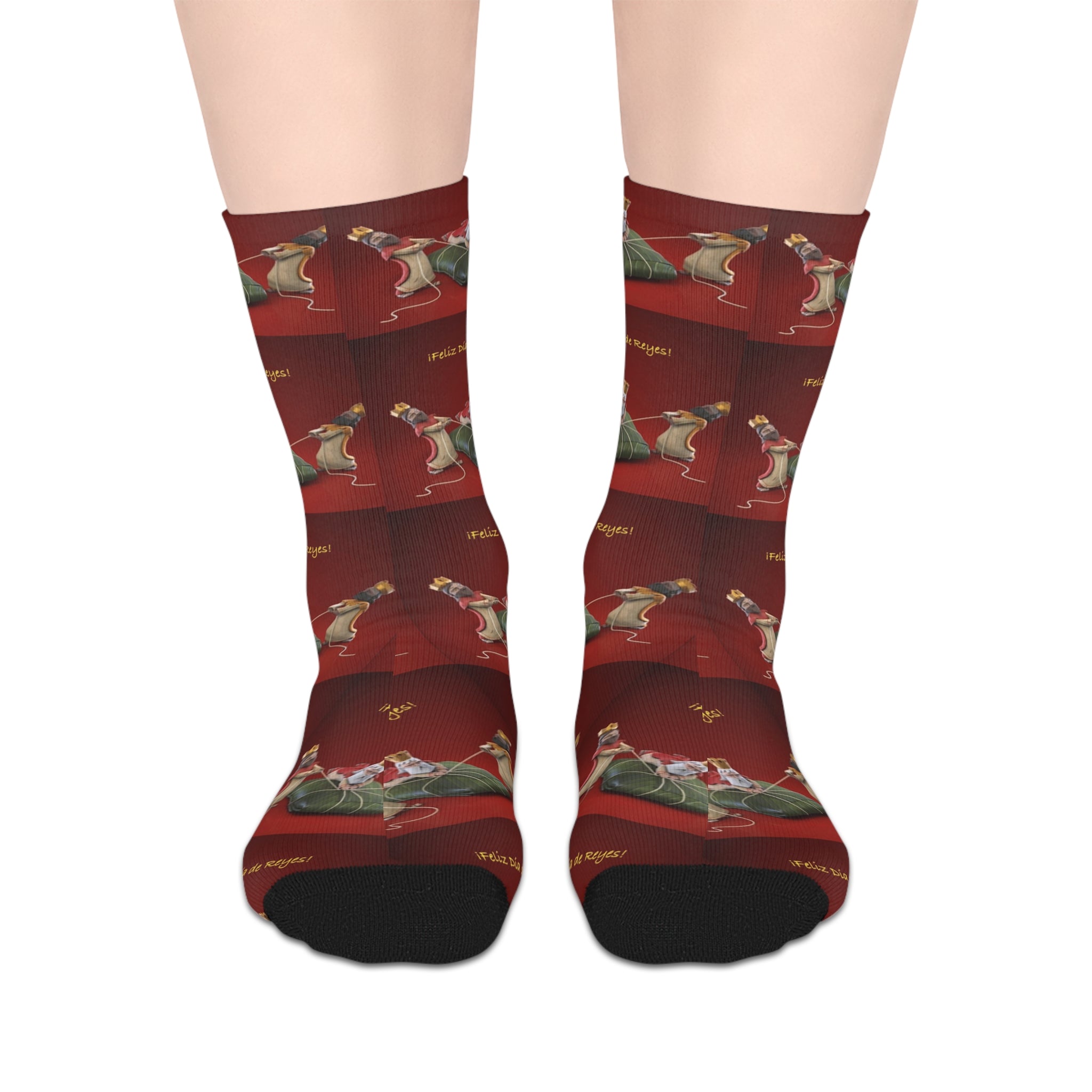 Navidades en Puerto Rico con Pasteles Christmas Dachshund Socks  Red Holiday Mid‑Calf Dog Pattern