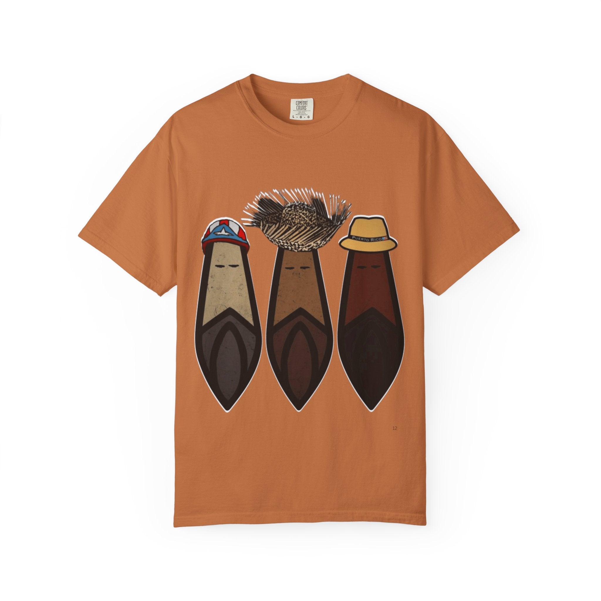 Puerto Rican Batey Cabin T-Shirt  Three Masks & Rustic House Graphic Tee Puerto Rico Navidades