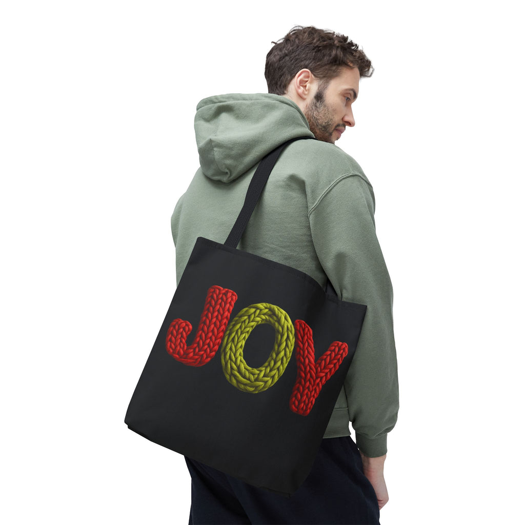 Christmas Tote Bag  Festive Holiday DesigJoy Knit Tote Bag  Colorful 'JOY' Yarn Design, Cozy Holiday Gift Tote