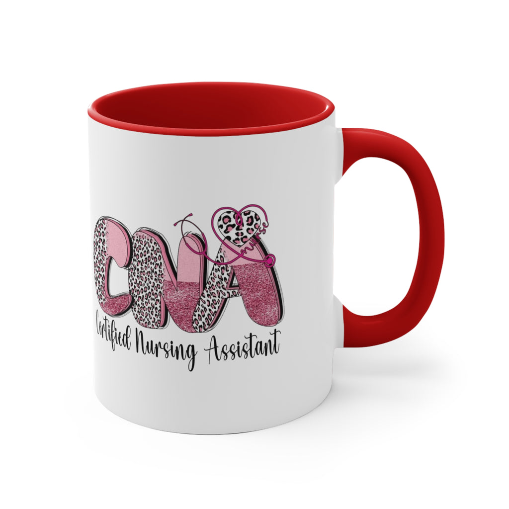 Certified Nursing Assistant (CNA) Pink Leopard Accent Mug — 11oz Gift for Nurses, Nursing Assistants Medical Christmas Mug