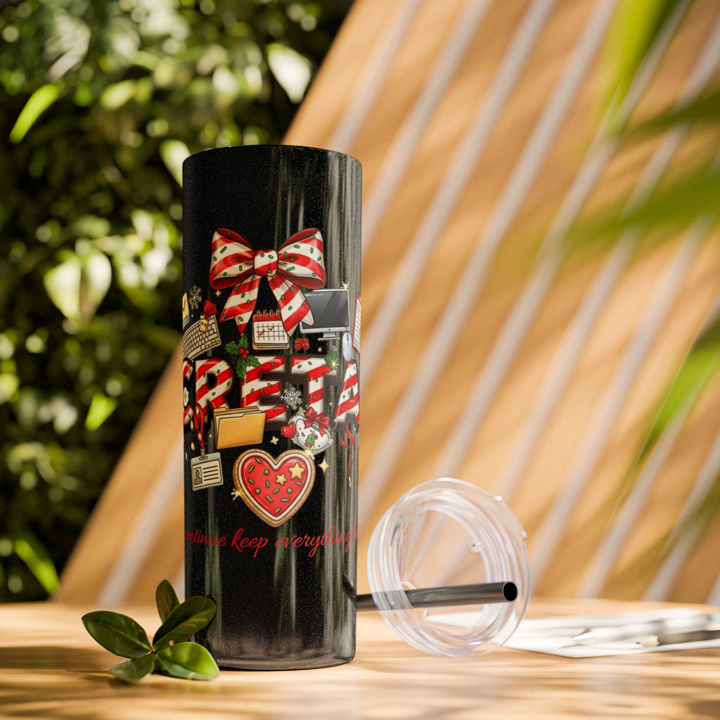 Christmas mug for the office team who keeps everything running smoothly. Candy Cane Christmas Office Secret Santa Design, 20oz with Straw