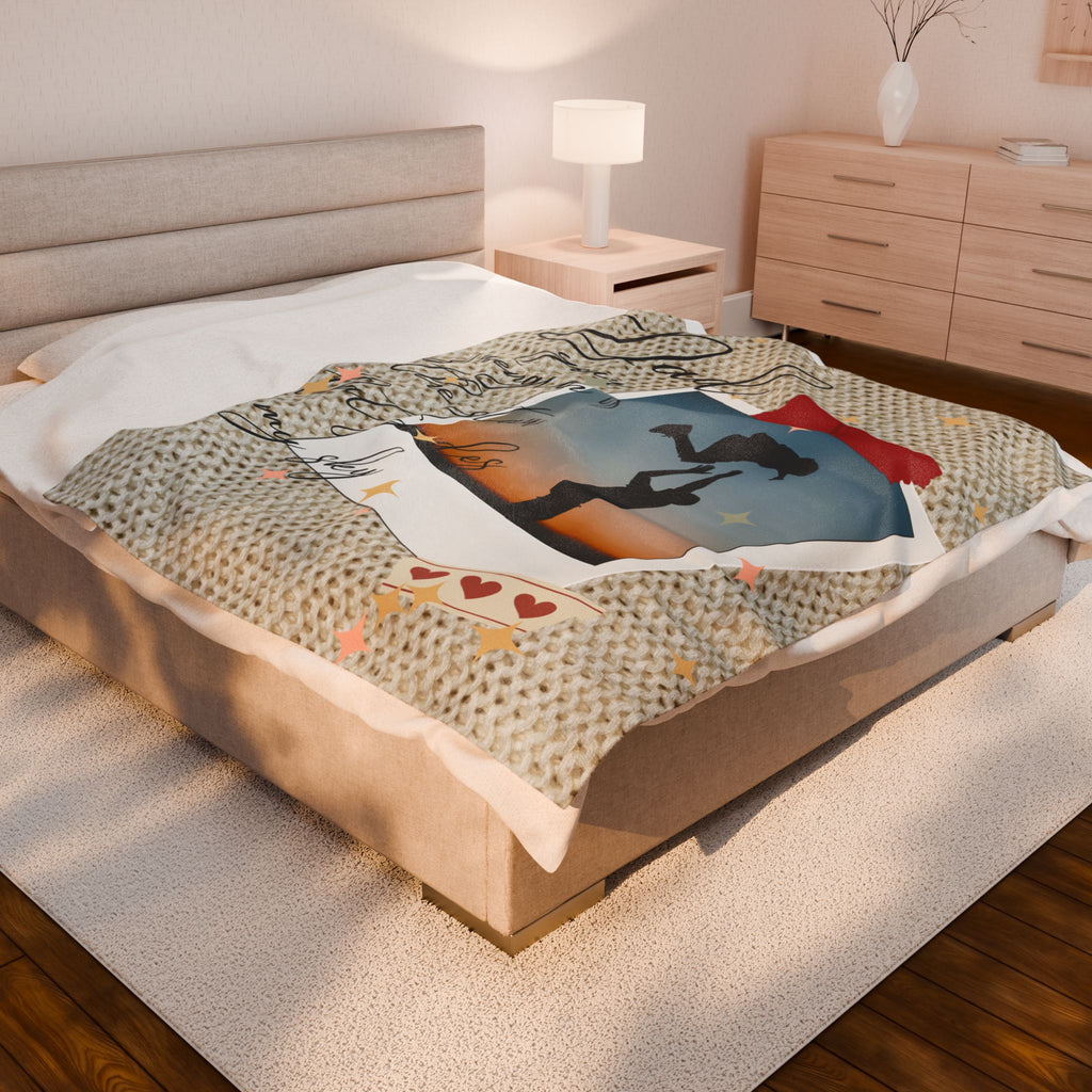 Dad Photo Collage Velveteen Plush Blanket  “Dad, your strength is the star that rules my sky” Great Christmas Gift