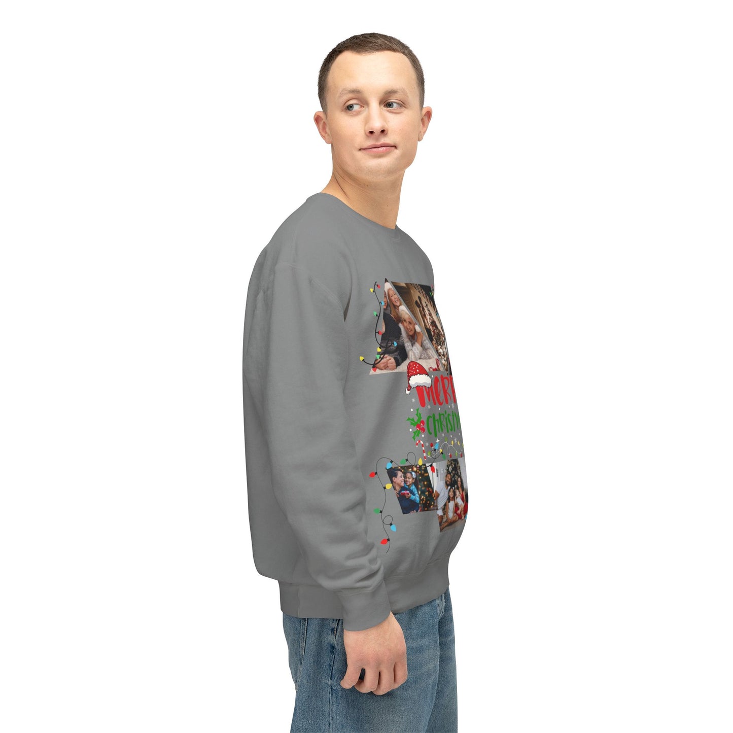 Christmas Photo Collage Sweatshirt — "Merry Christmas" Holiday Crewneck