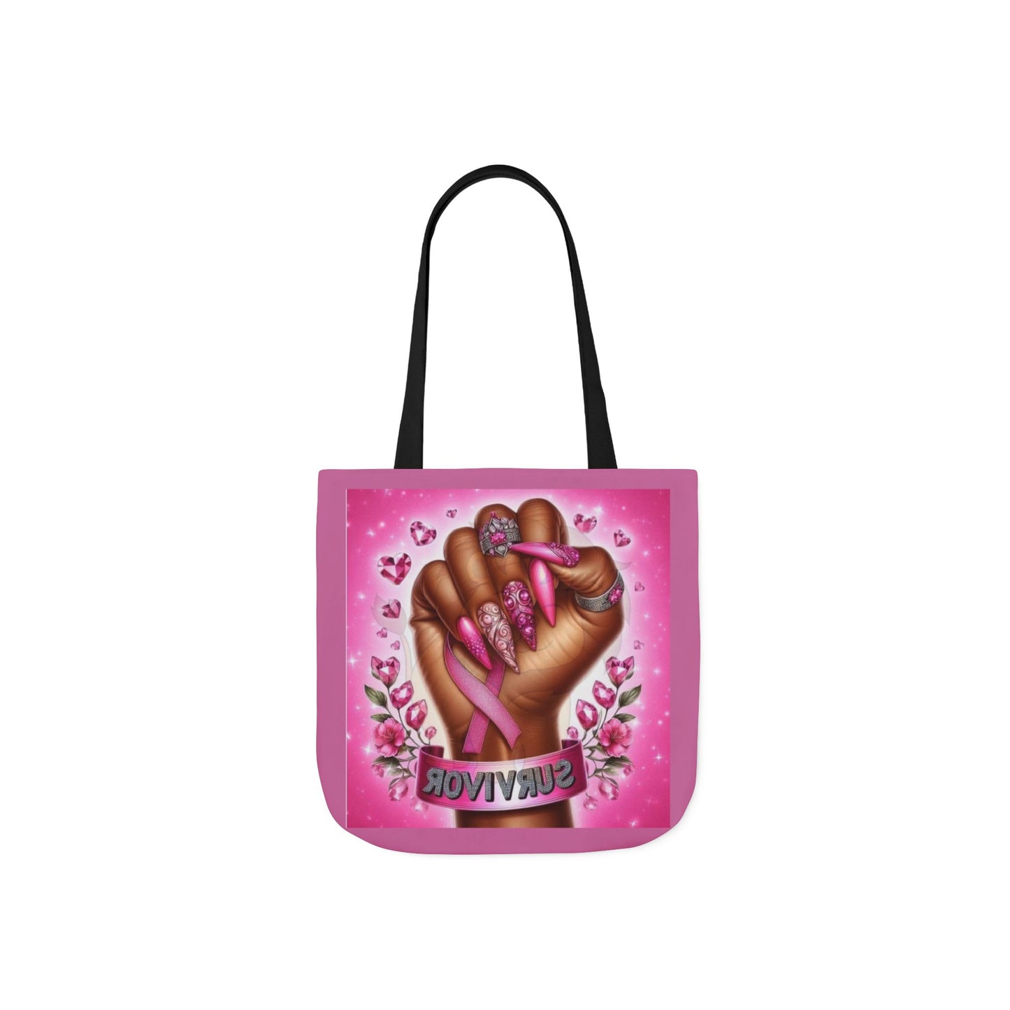 Breast Cancer Survivor Tote Bag  Pink Ribbon Empowerment Canvas Tote