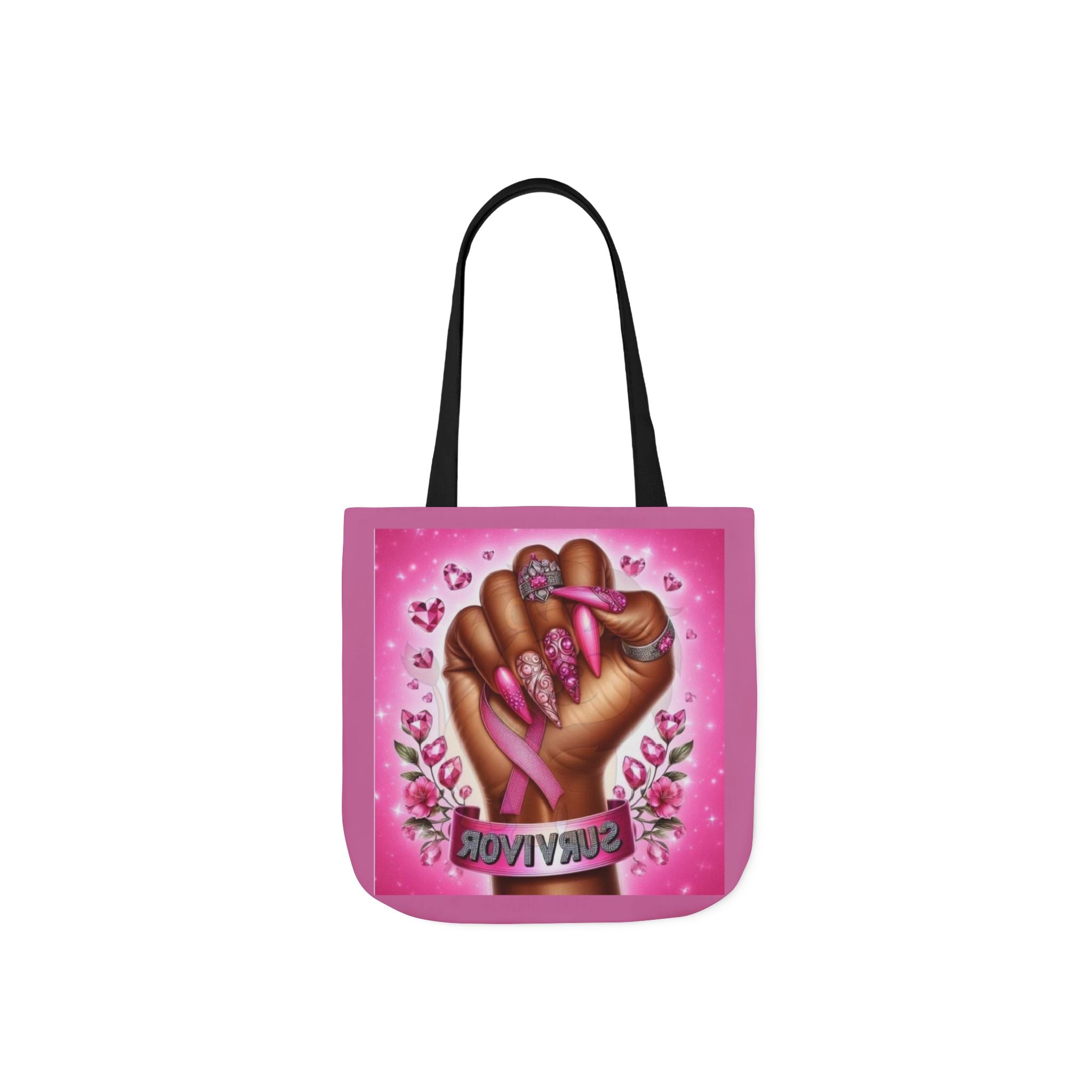 Breast Cancer Survivor Tote Bag  Pink Ribbon Empowerment Canvas Tote