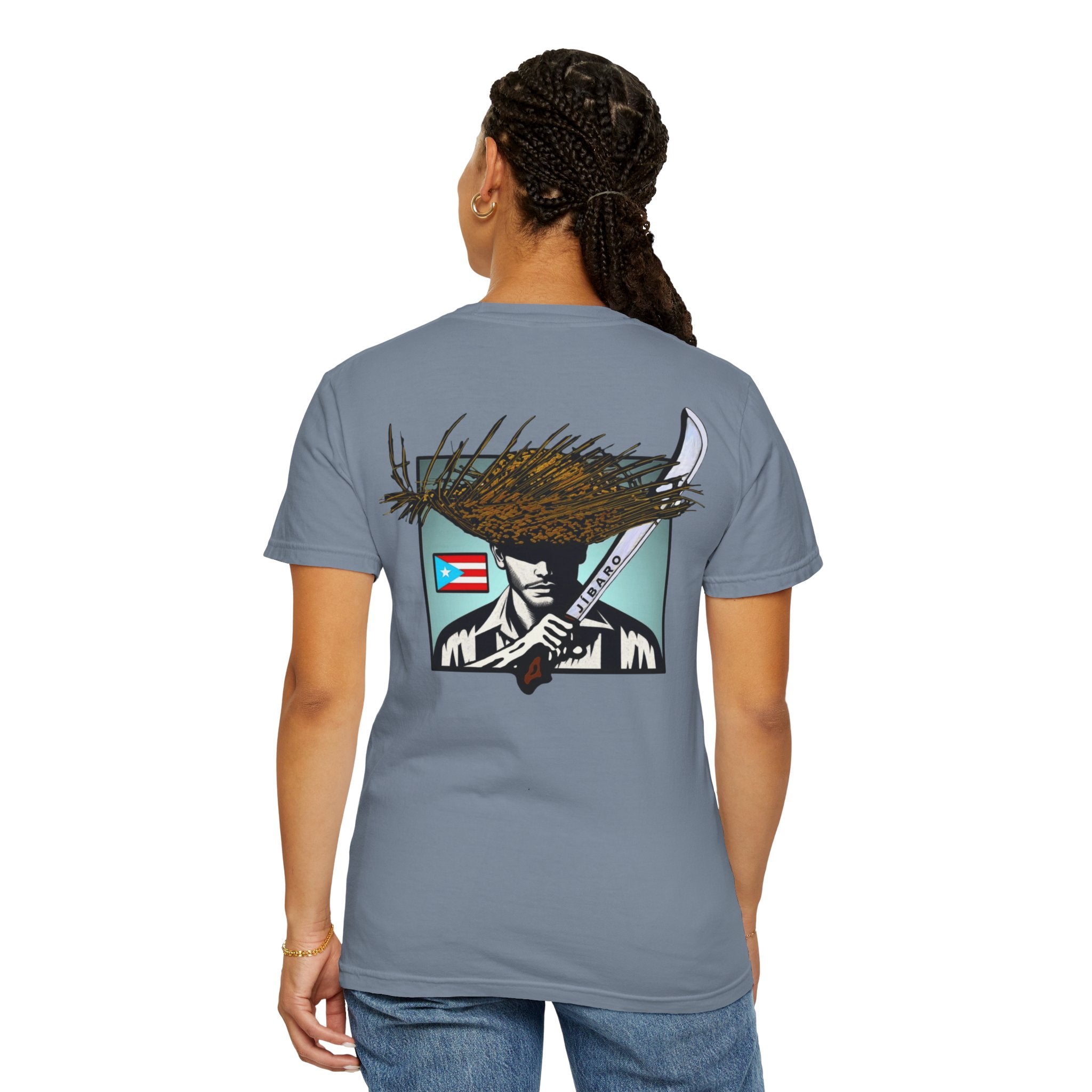 T-Shirt  "Jíbaro" Puerto Rican Heritage Tee (Back Machete  Sombrero de Paja Design) Puerto Rico’s Navidades