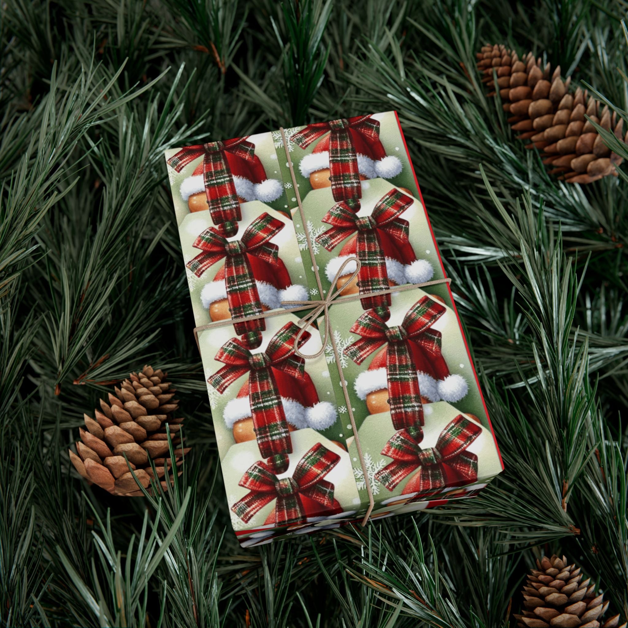 Christmas Gingerbread & Plaid Gift Wrap Paper – Holiday Present Wrapping Sheets