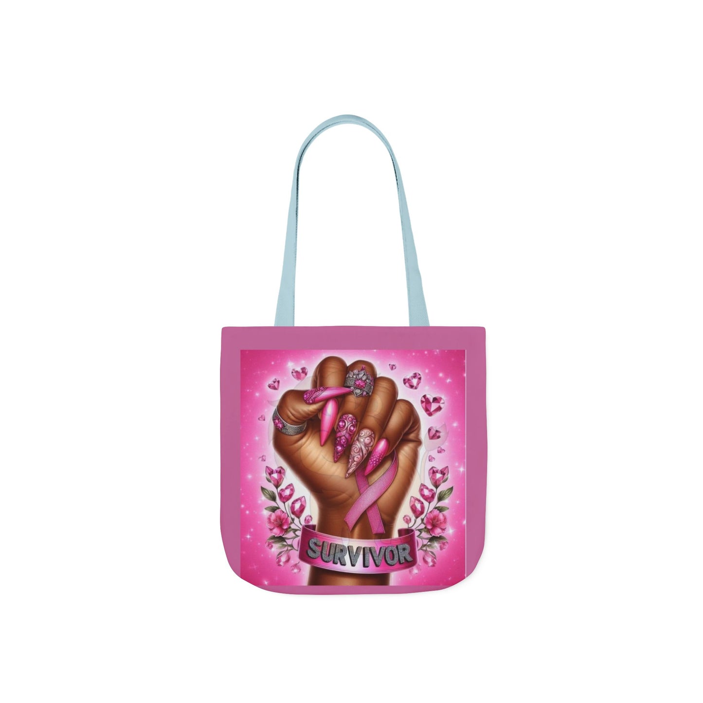 Breast Cancer Survivor Tote Bag  Pink Ribbon Empowerment Canvas Tote