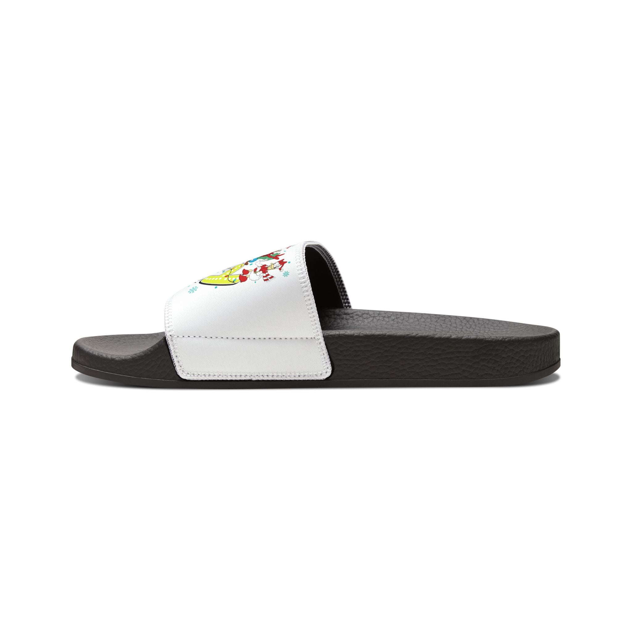 Youth Christmas Slide Sandals  "Merry Christmas" Holiday Cartoon Slides