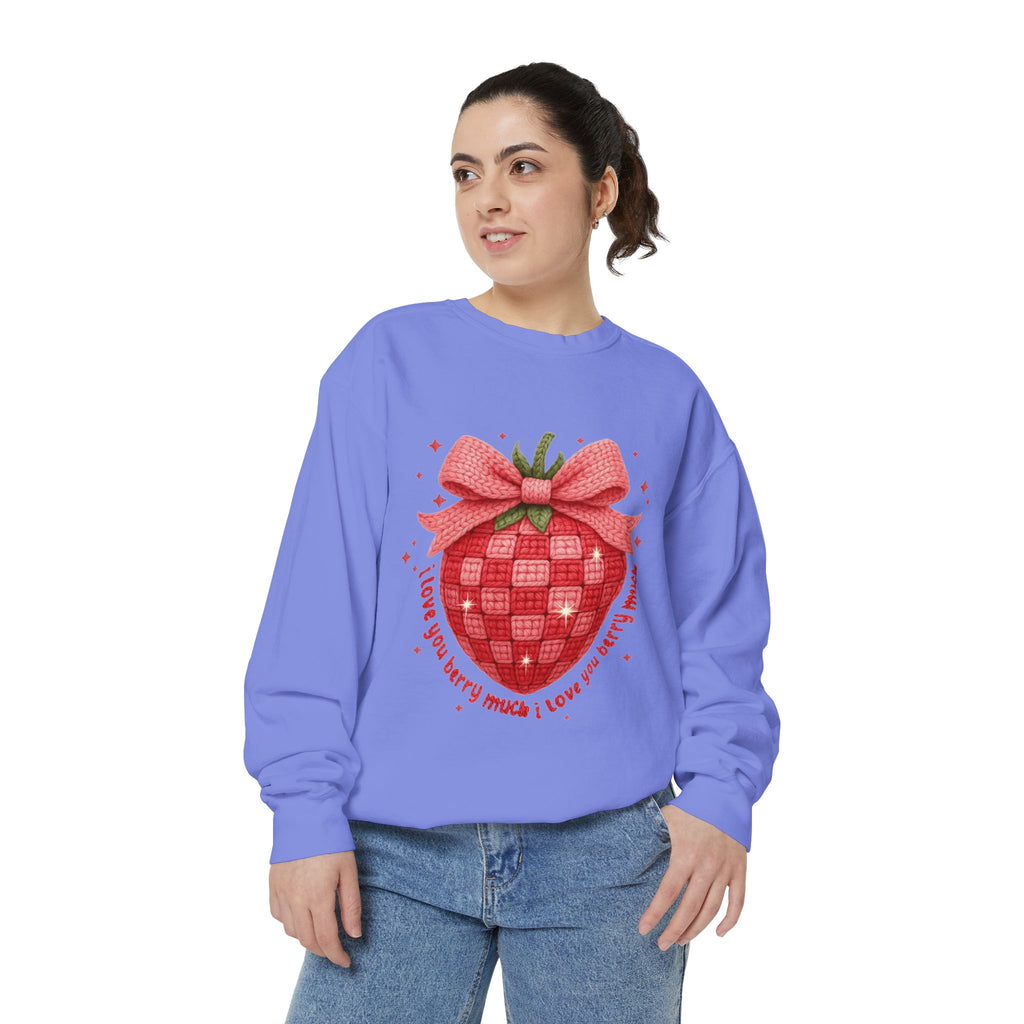 Strawberry Bow Sweatshirt  "I Love You Berry Much" Cute Valentine Pullover