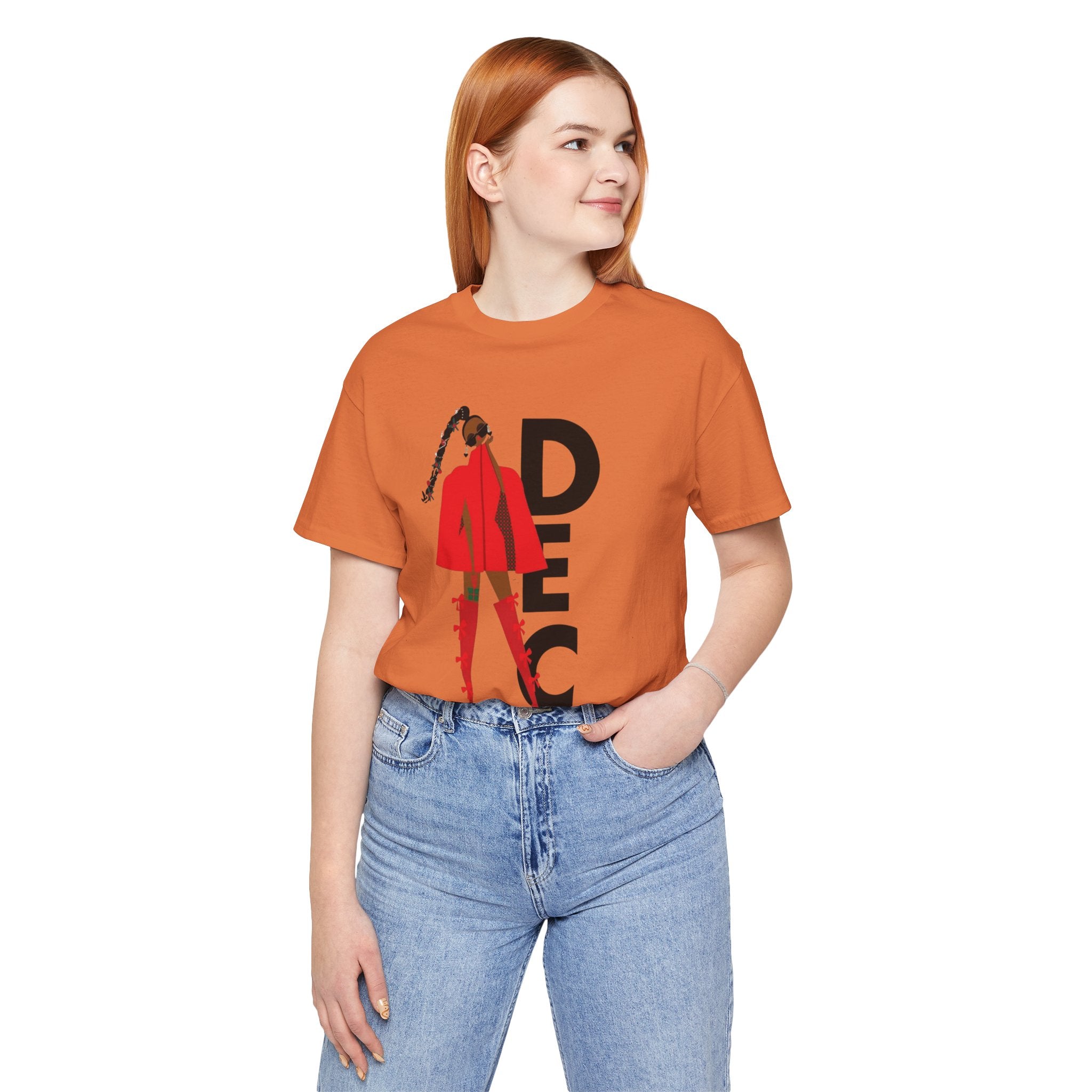 December Fashion Tee  Red Coat Model Graphic Shirt