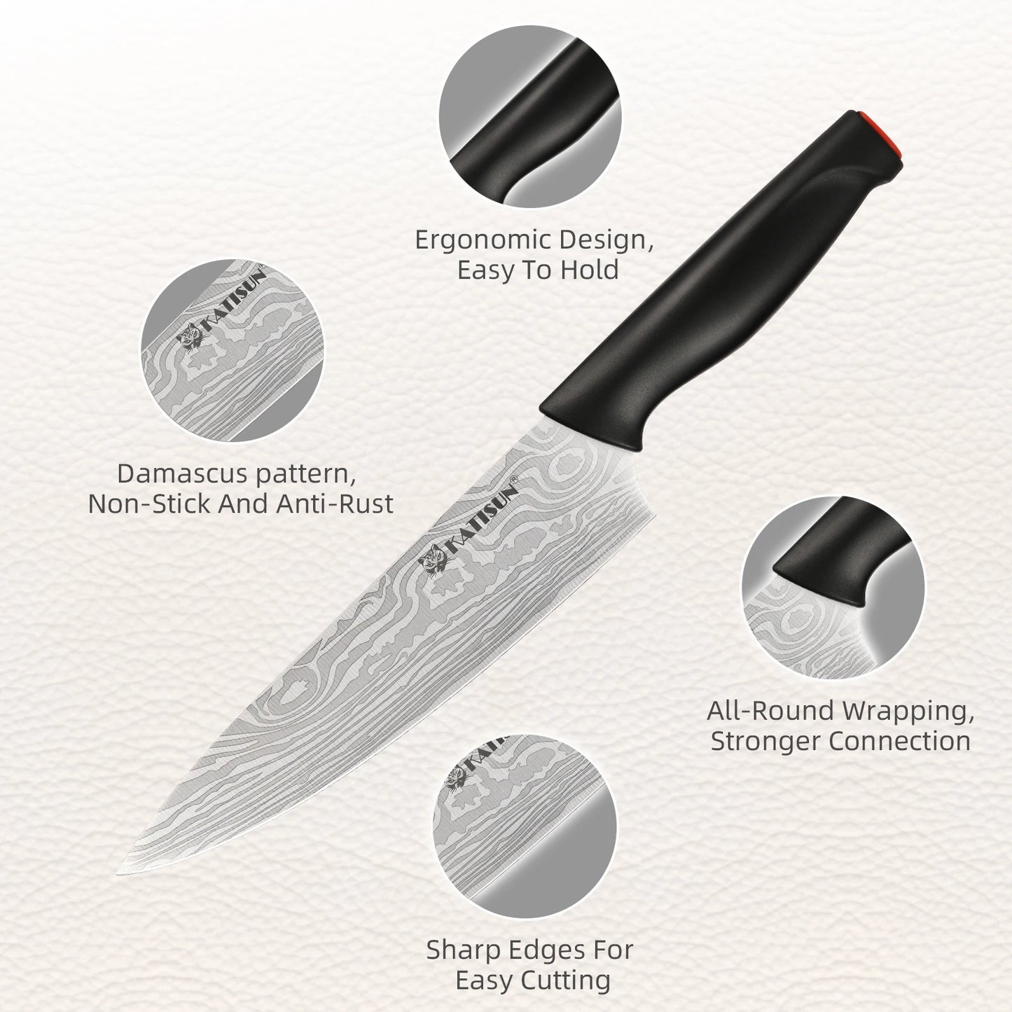 15 Pieces Plastic Handle Stainless Steel Kitchen Chef Knife Set with Inner Sharpener Kitchen Shears