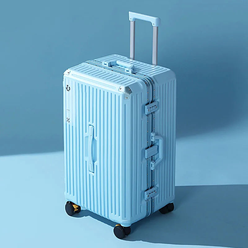 Factory Fashion Aluminium Frame PC Hard Shell Suitcases Luggage Carry on Spinner Wheels TSA Lock Shock Absorption Cup Holder