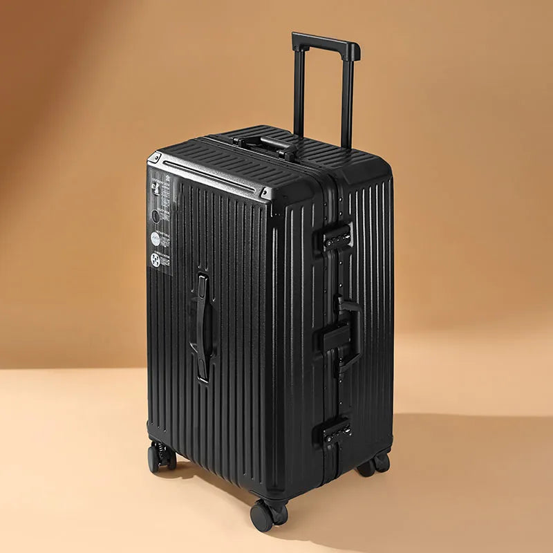 Factory Fashion Aluminium Frame PC Hard Shell Suitcases Luggage Carry on Spinner Wheels TSA Lock Shock Absorption Cup Holder