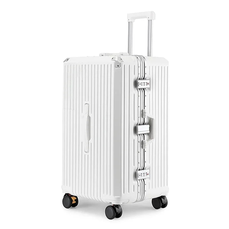Factory Fashion Aluminium Frame PC Hard Shell Suitcases Luggage Carry on Spinner Wheels TSA Lock Shock Absorption Cup Holder