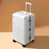 Factory Fashion Aluminium Frame PC Hard Shell Suitcases Luggage Carry on Spinner Wheels TSA Lock Shock Absorption Cup Holder