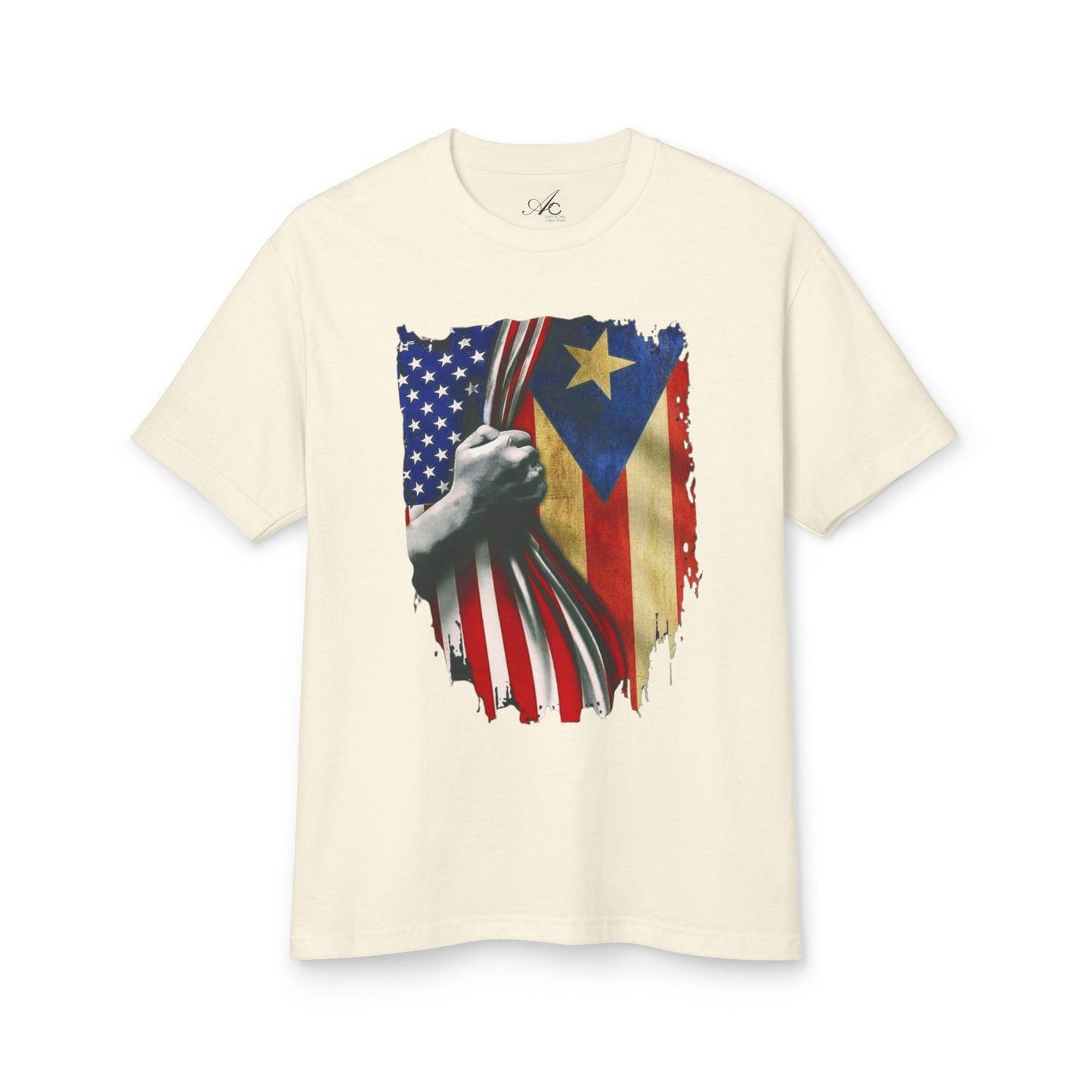 boricua unity t-shirt on model

puerto rican cultural shirt close-up

unisex boricua tee for independence day

statement puerto rico apparel folded

freedom shirt with boriken design