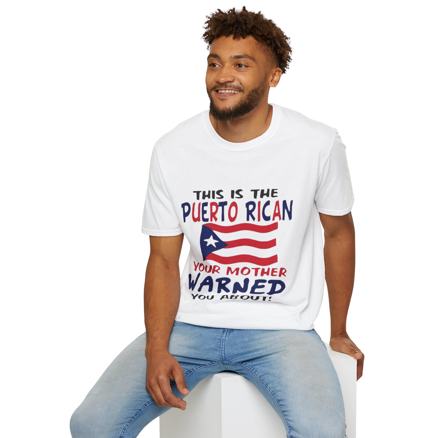 Puerto Rican pride t-shirt front view on model
Boricua cultural tee laid flat on table
Unisex Puerto Rican shirt for family gathering
Puerto Rico flag shirt for celebration or gift