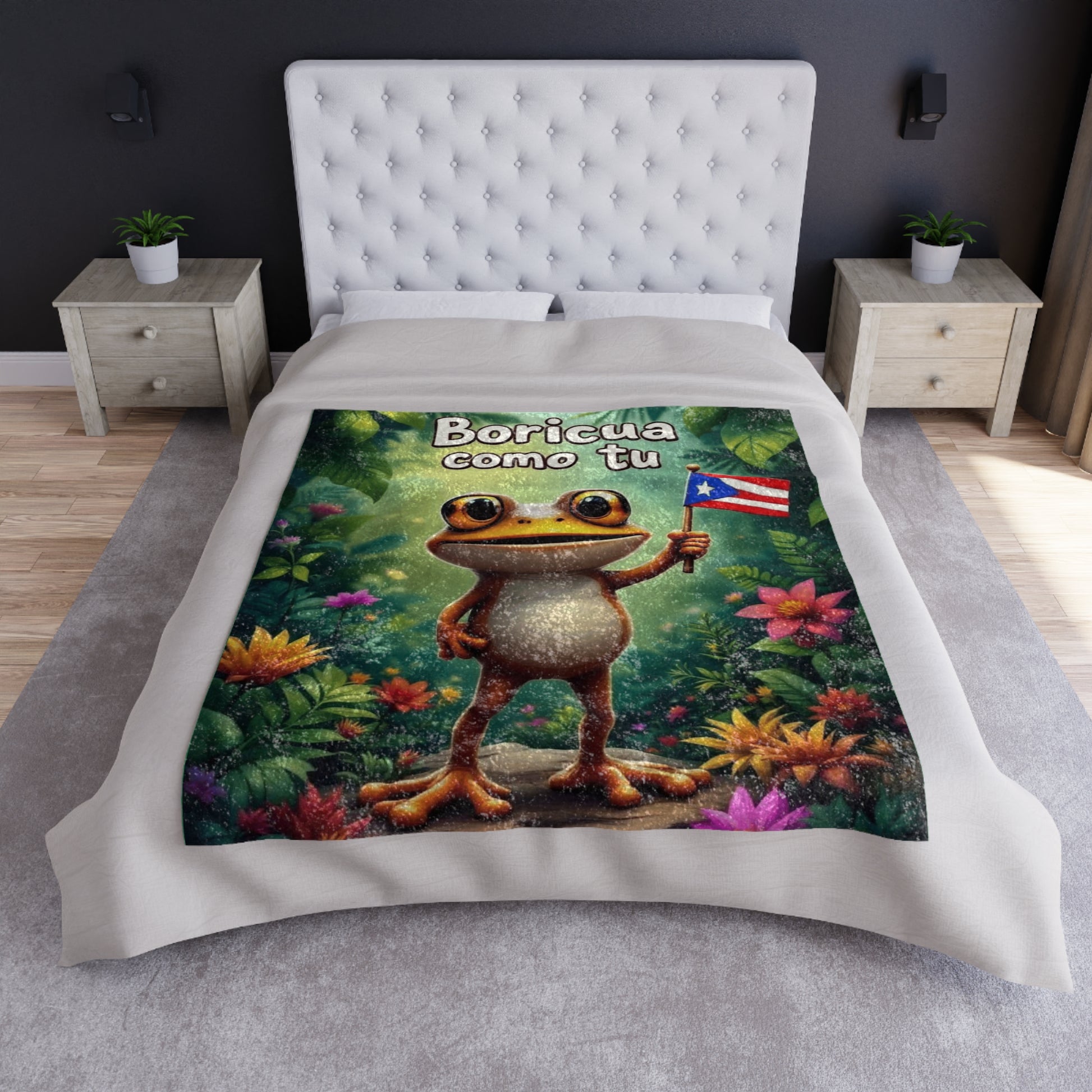 Puerto Rican velvet blanket with Boricua cultural design
crushed velvet throw blanket with Puerto Rican flag and Taíno art
diaspora gift blanket showing Boricua pride on bed or couch