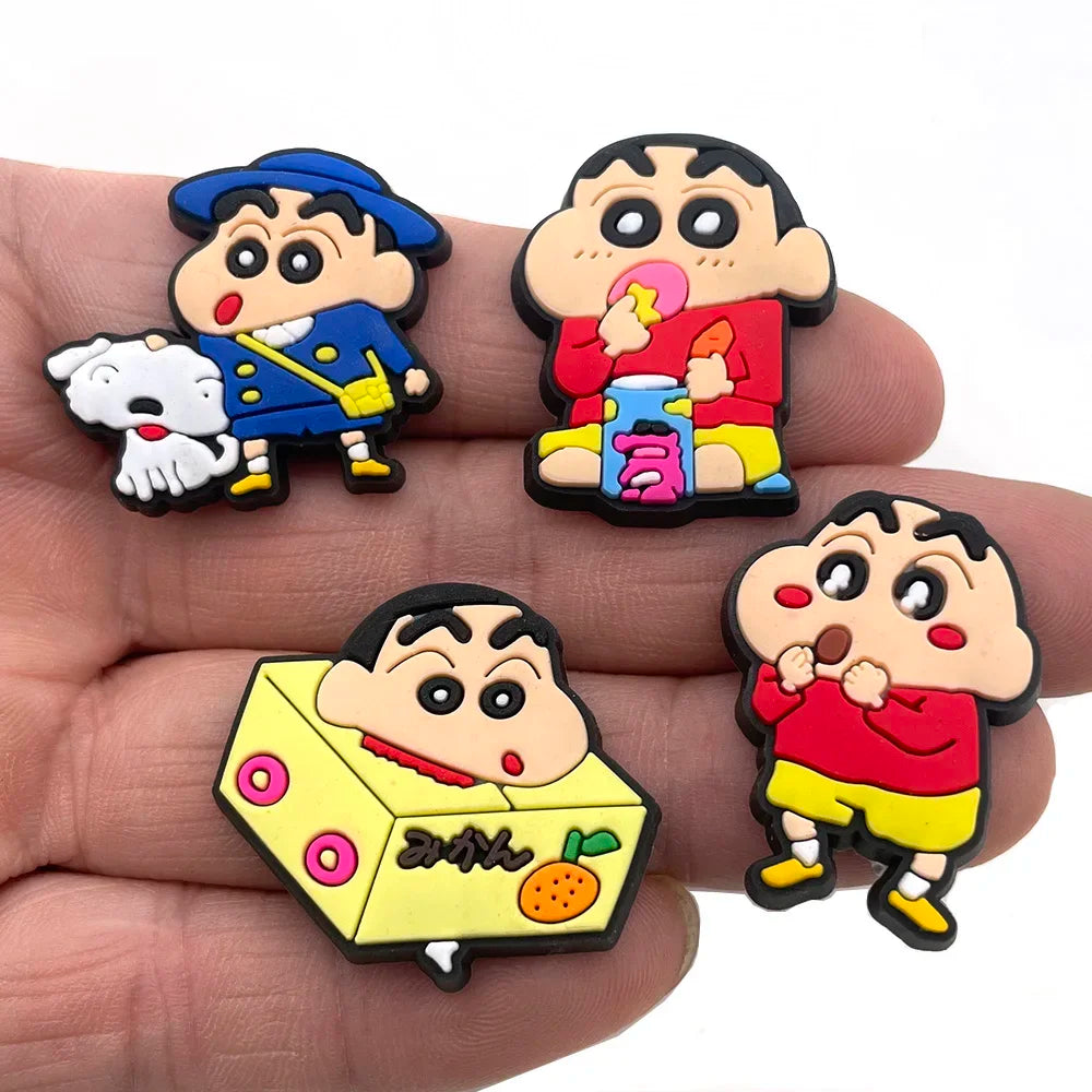 10Pcs Crayon Shin-chan Sneaker Buckle Accessories Sandals Buckle Decorations Anime Cartoon Buckle for Party Xmas Gifts