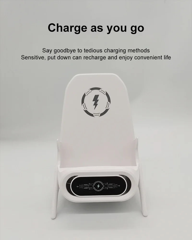 15W Wireless Charging Phone Holder Desktop Multifunctional Creative Mini Chair Charger Holder for iPhone Xiaomi Phones Tablet