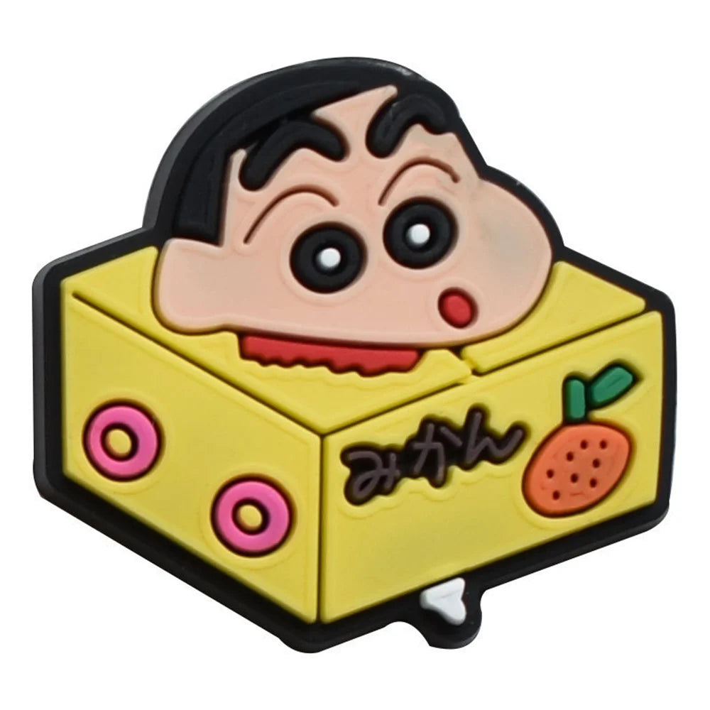 10Pcs Crayon Shin-chan Sneaker Buckle Accessories Sandals Buckle Decorations Anime Cartoon Buckle for Party Xmas Gifts