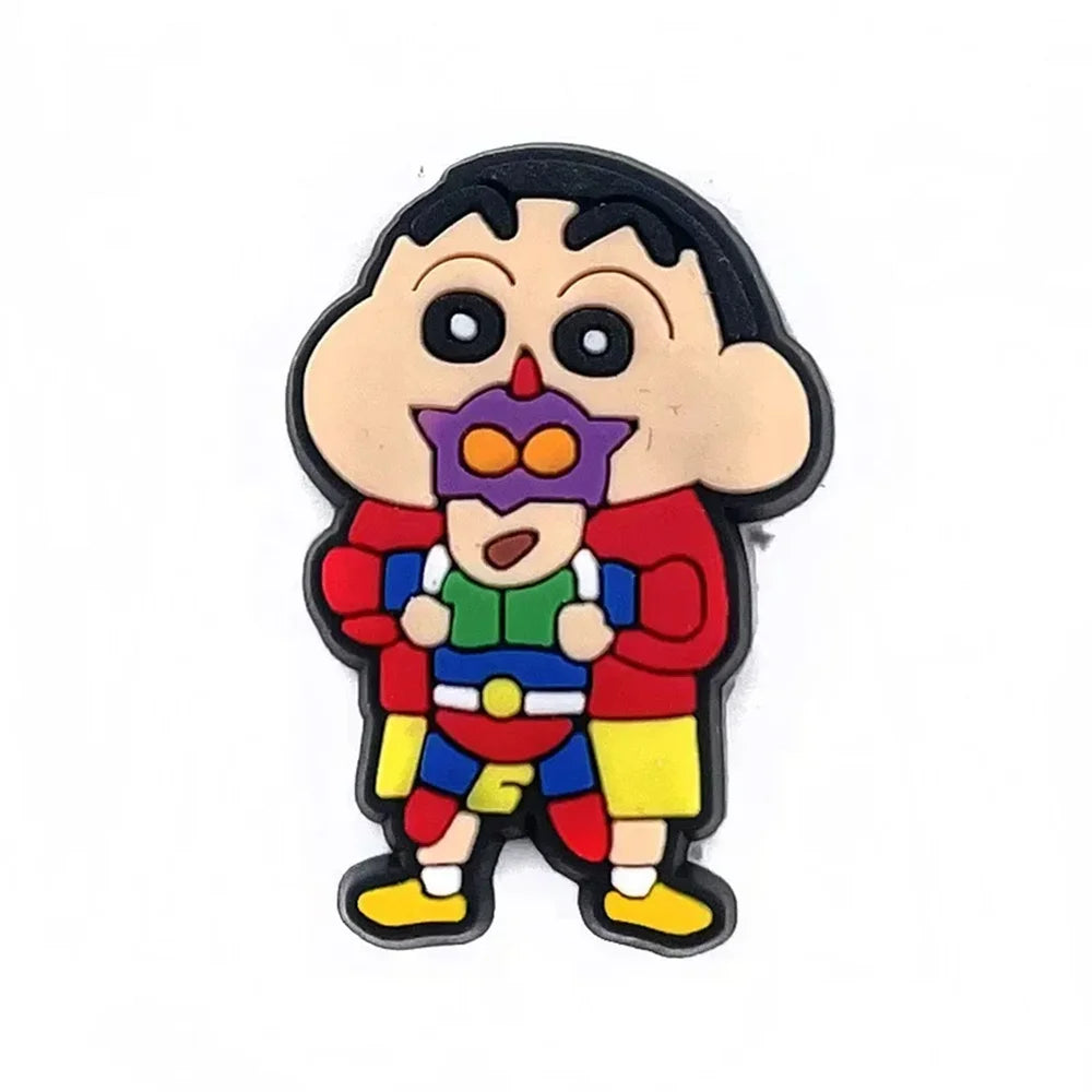 10Pcs Anime Crayon Shin-chan Hole Slipper Buckles Accessories Kawaii Sneakers Accessories Decration Sandals Buckle Gifts