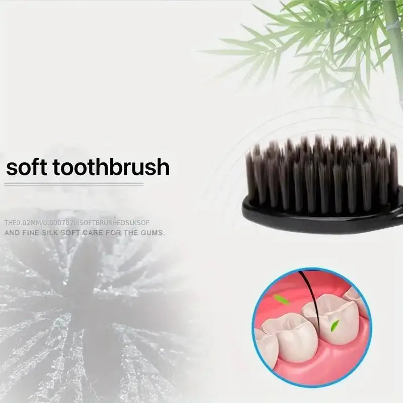 10pcs Double Ultra Soft Toothbrush, Bamboo Charcoal NanoToothbrushes, Dental Personal Teeth Brush Support Adult Toothbrush