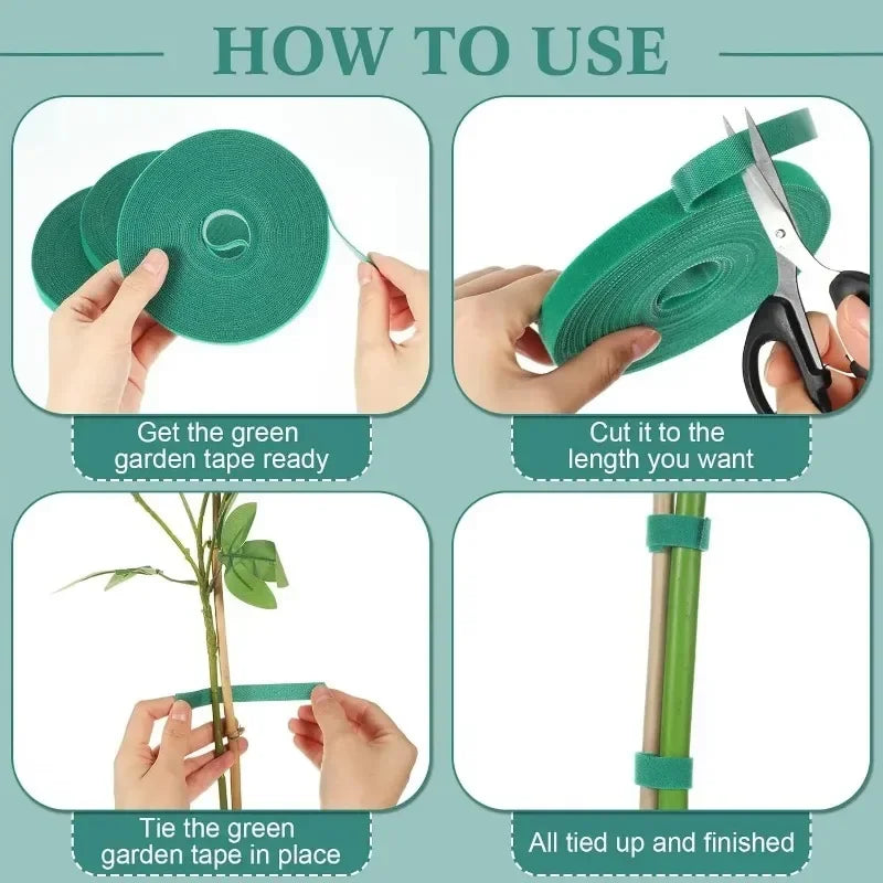 100/2M Plant Nylon Cable Tie Adjustable Self Adhesive Green Plants Hook Loops Garden Twine Bandage Support Fastener Tape Strips