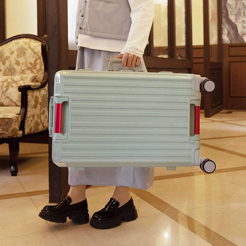 Five-wheel Aluminum Frame Suitcase 30 inch Multifunctional Cabin Password Trolley Case Luggage with USB Cup Holder Suitcases