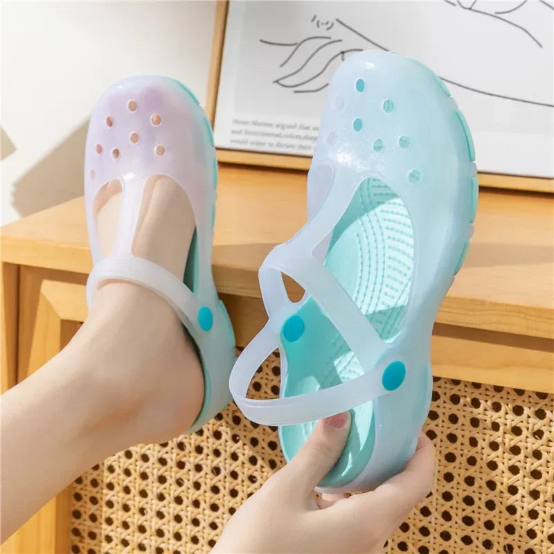 2025 Summer Hot Sale Women's Sandals Non Slip Soft Soled Jelly Daily Slip-on Clogs Casual Shoes Fashion Printing Beach Slippers