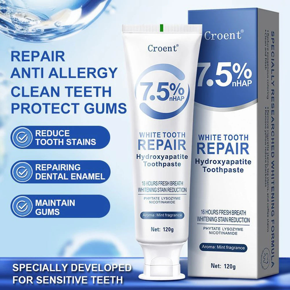 120g Hydroxyapatite Toothpaste,Gentle Mint,Breath Refreshing Whitening Toothpaste,Intensives Stain Removal Tooth Paste,Oral Care