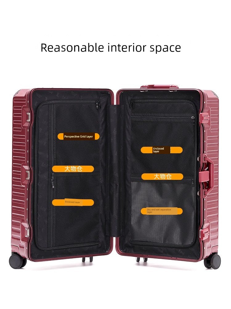 Lee Official Large Capacity Luggage Women's 24-Inch Suitcase Aluminium Frame Luggage New Arrival Student Durable Password Suitcase