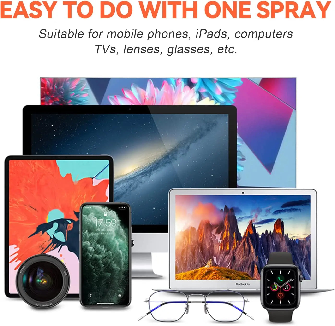 2 In 1 Screen Cleaner Spray Computer Mobile Phone Screen Dust Remover Tool Microfiber Cloth For iPhone iPad Cleaning Wipes