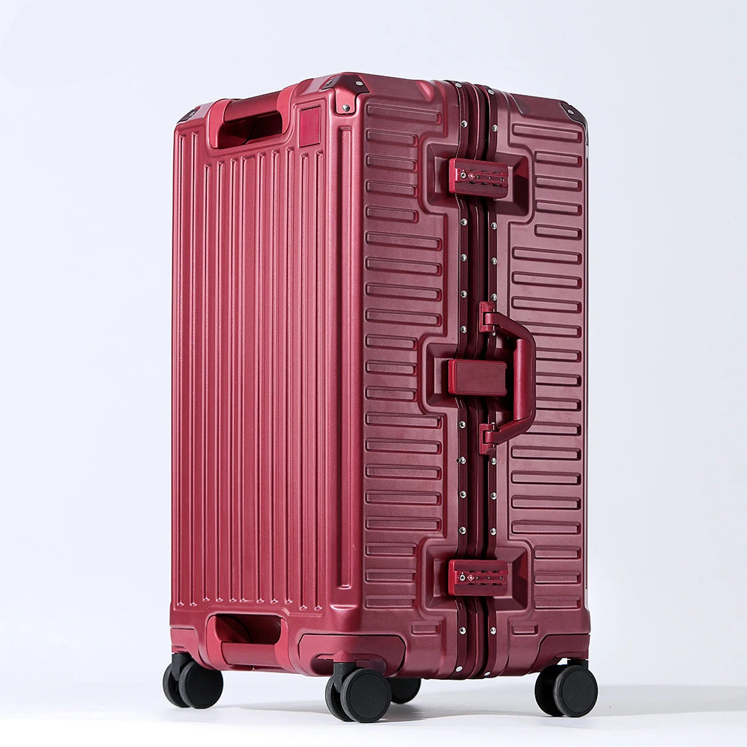 Unisex Carry-On Luggage 20-26 Inch PC Aluminum Frame Trolley Case Travel Suitcase with Wide Handle Spinner Wheels for Men And Women