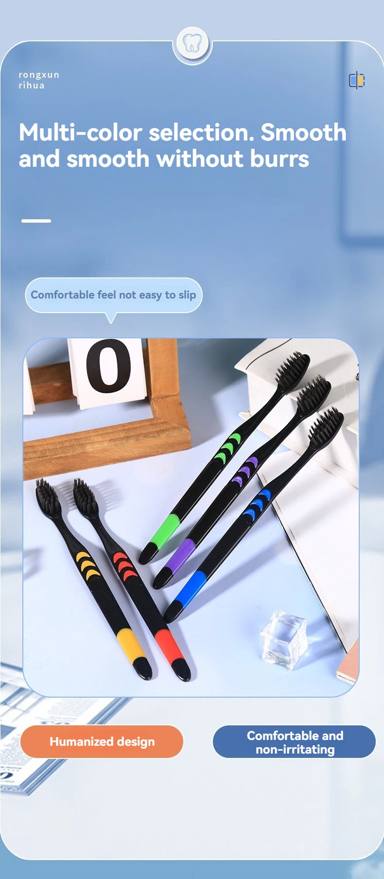 10pcs Double Ultra Soft Toothbrush, Bamboo Charcoal NanoToothbrushes, Dental Personal Teeth Brush Support Adult Toothbrush