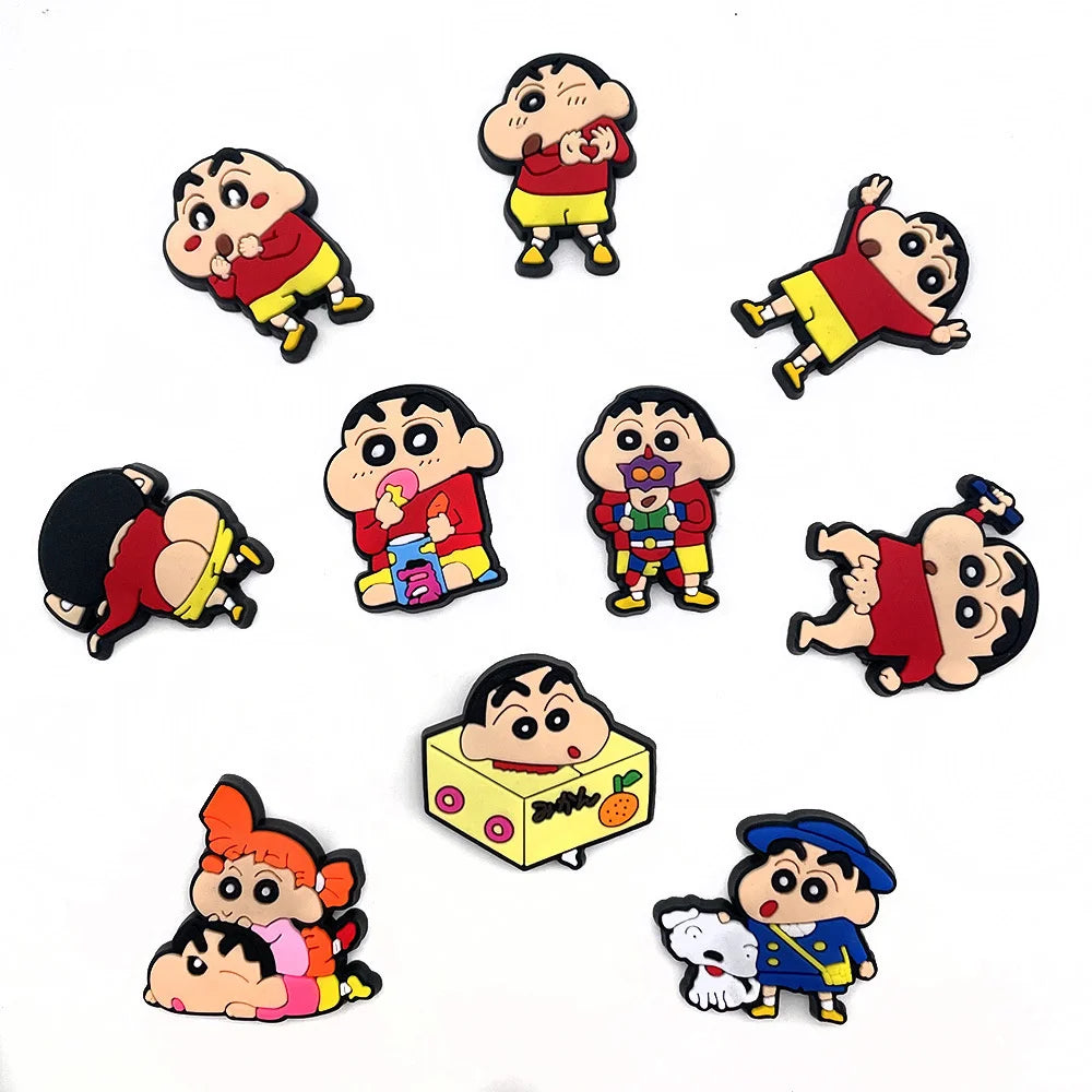 10/21Pcs Kawaii Anime Crayon Shin-Chan Cartoon Cosplay Sandals Buckles Accessories Slippers Decoration Buckles Girls Gifts