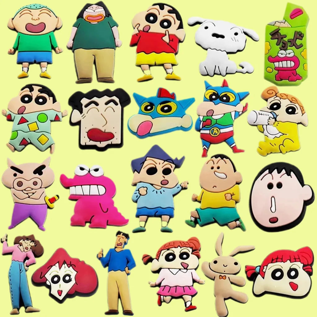 10Pcs Crayon Shin-chan Sneaker Buckle Accessories Sandals Buckle Decorations Anime Cartoon Buckle for Party Xmas Gifts