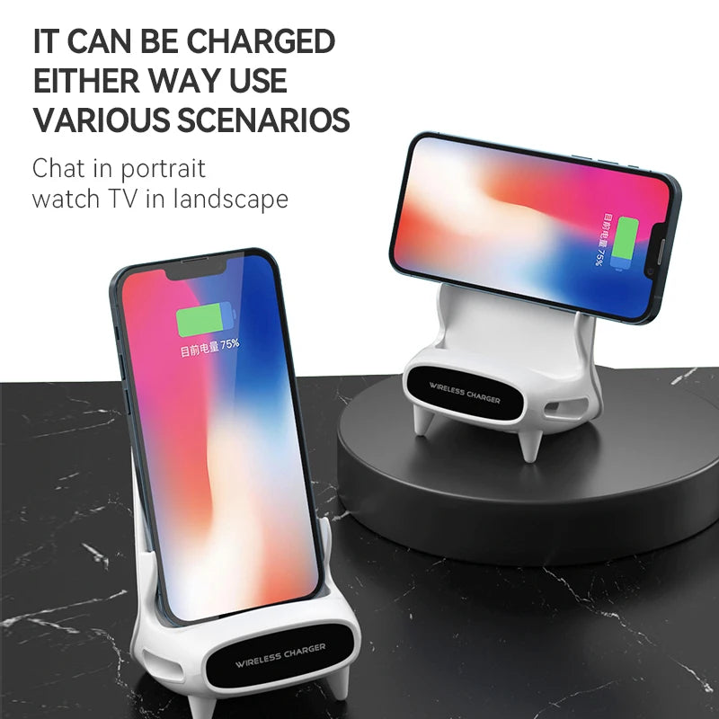 15W Wireless Review Phone Stand Support Mount Desktop Charger Stand Induction Fast Charge for iPhone Phone Holder