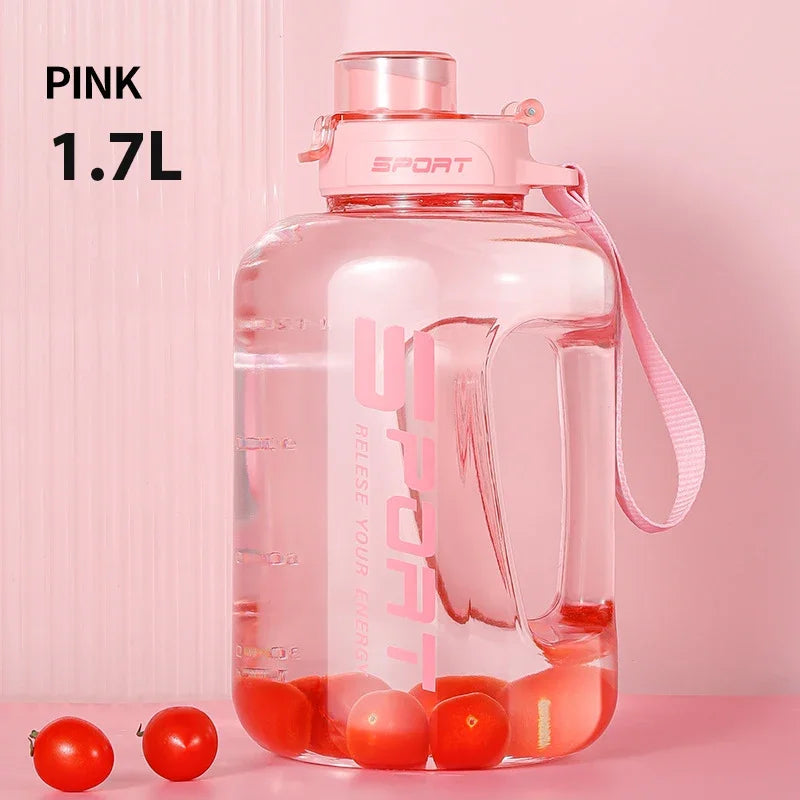 1.7L Large-Capacity Netflix Straw Pot Belly Cup Sports Water Bottle Ton Ton Bucket Students Portable Plastic Space Cup