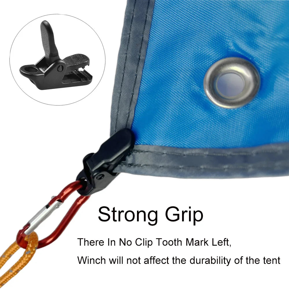 10 Pcs Windproof Clamp Set Survival Grommet Tent Clips Buckle Awning Tarp Fixed Outdoor Camping Tent Accessories Plastic Hook