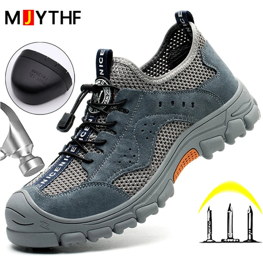 2025 Summer Safety Shoes Men Anti-puncture Work Sneakers With Steel Toe Cap Indestructible Shoes Breathable Male Shoes Anti-slip