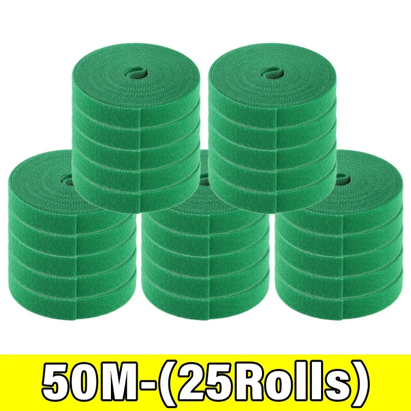 100/2M Plant Nylon Cable Tie Adjustable Self Adhesive Green Plants Hook Loops Garden Twine Bandage Support Fastener Tape Strips