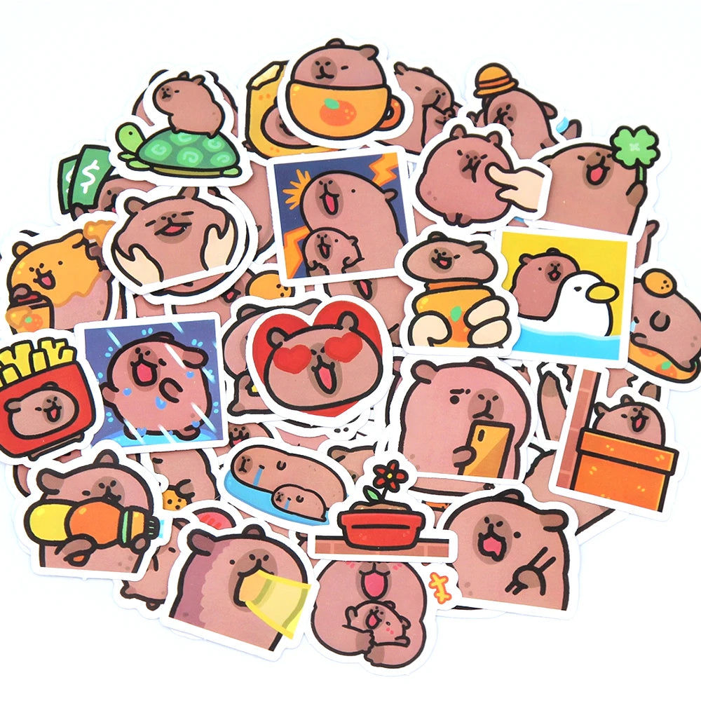 10/50/100pcs Capybaras Stickers Cartoon Cute Decals Toy Stationery Guitar Phone Bicycle Laptop Luggage Car Graffiti Kids Sticker