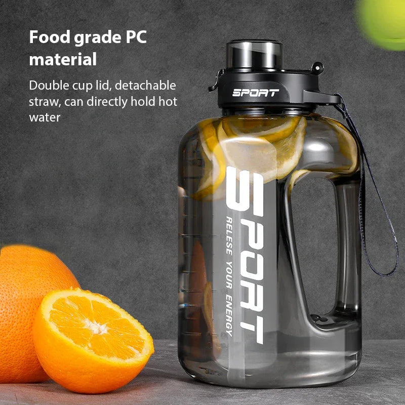 1.7L Large-Capacity Netflix Straw Pot Belly Cup Sports Water Bottle Ton Ton Bucket Students Portable Plastic Space Cup