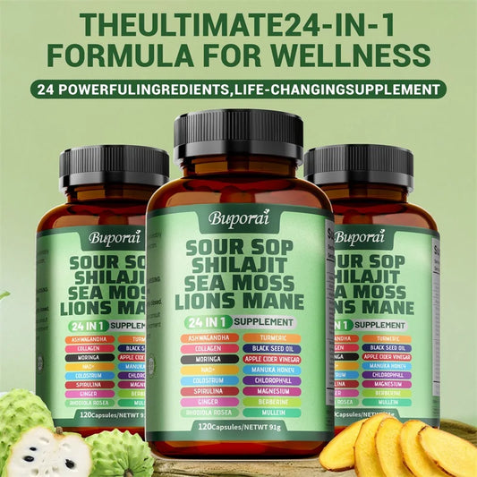 24-in-1 Soursop Supplement – 120 Capsules Dietary Formula
