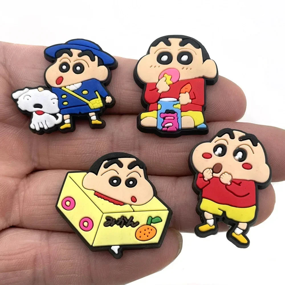 10/21Pcs Kawaii Anime Crayon Shin-Chan Cartoon Cosplay Sandals Buckles Accessories Slippers Decoration Buckles Girls Gifts