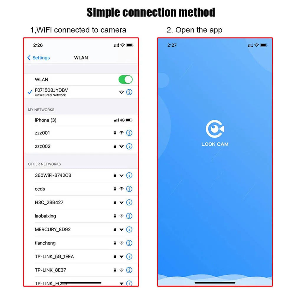 1080P HD WIFI Cameras- Motion Detection, SD Card Storage, loop recording，App supports iOS and Android,
