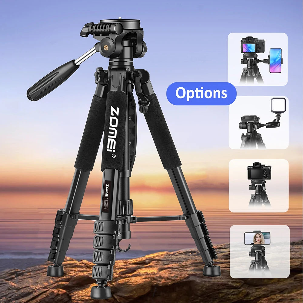 Zomei Q188 188cm Professional photography accessories video camera DSLR tripod for phone with phone holder