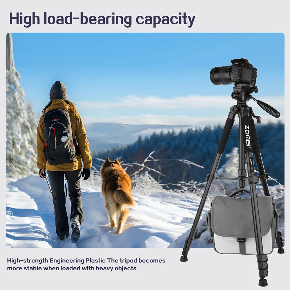 Zomei Q188 188cm Professional photography accessories video camera DSLR tripod for phone with phone holder